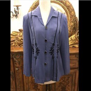 Leslie Fay Top Blouse Jacket. Vintage.  Size 12 Attached Cording Design.  AL